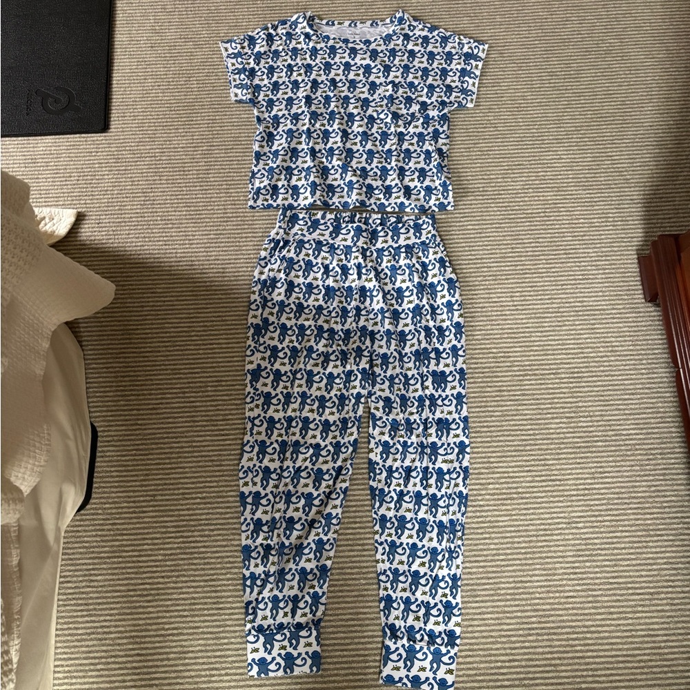 Roller Rabbit Blue Monkey Pajama set NEVER WORN